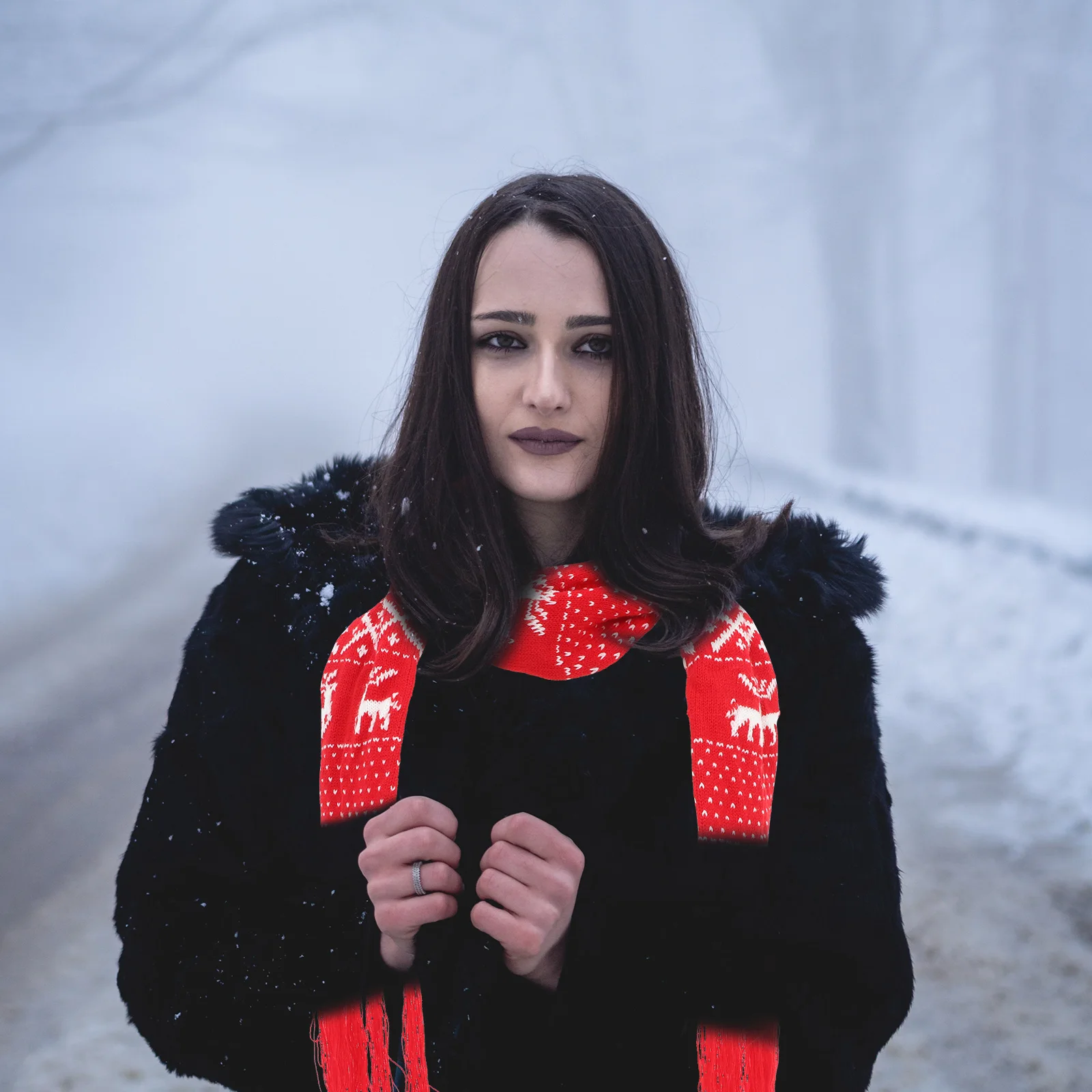 

1Pcs Xmas Knitted Winter Scarf Soft Warm Fawn Shawl Neck Wrap Christmas Snowflake Decoration Christmas Fawn Scarf