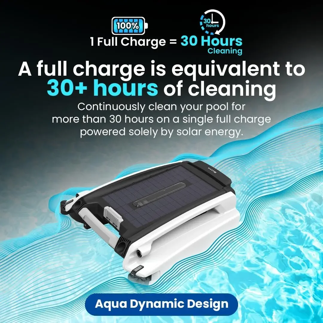 Powered Automatic Robotic Pool Skimmer Cleaner with 30-Hour Continuous Cleaning Battery Power and Re-Engineered T