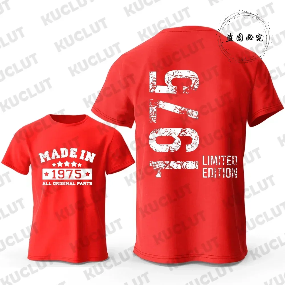 تي شيرت للرجال عتيق صنع في 1975 48th عيد الميلاد 48 سنة تي شيرت رجالي التي شيرت الشارع موضة قصيرة الأكمام قميص الرجال الملابس