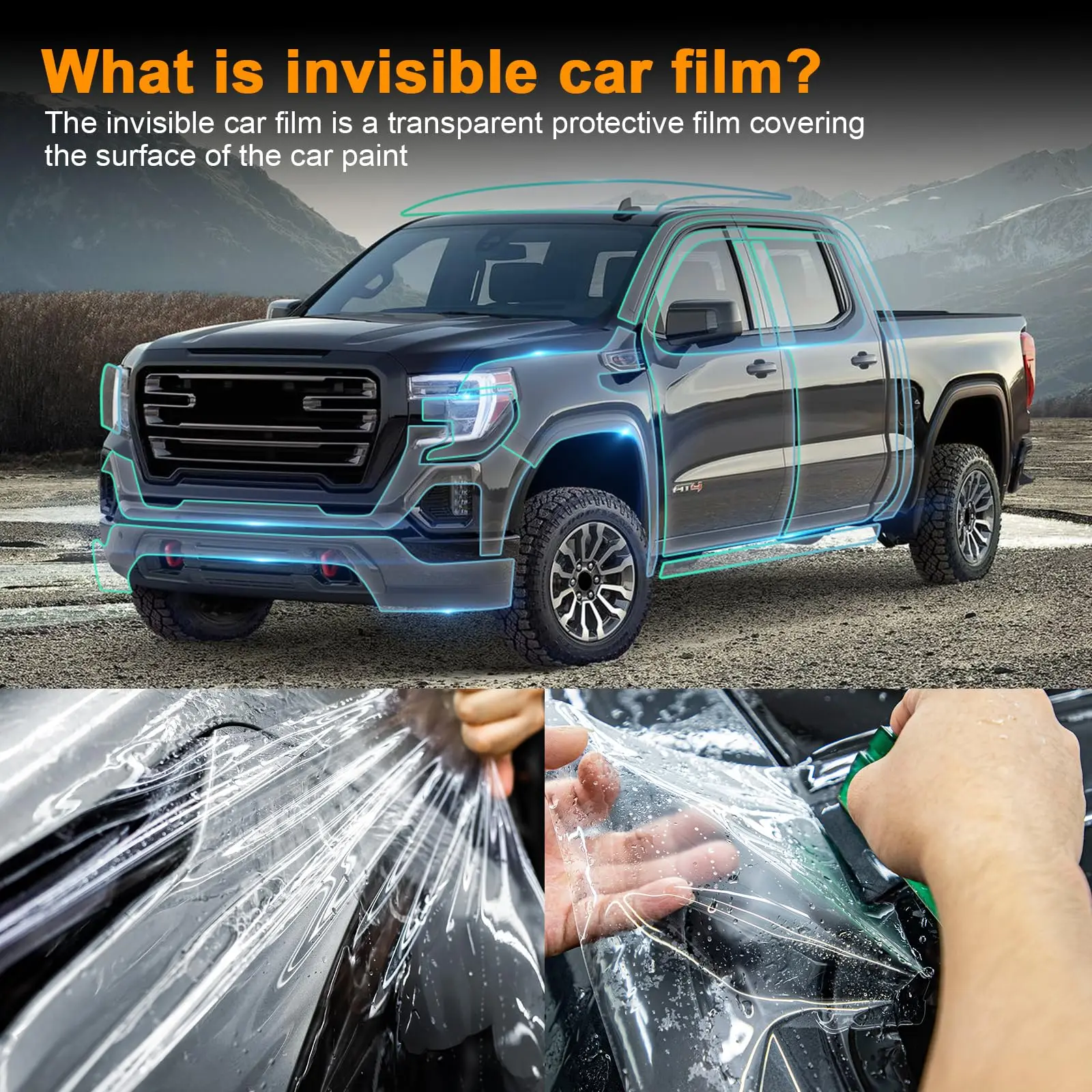 For GMC Sierra 1500 2019-2021 TPU Body Bumper Door Pre-cut Sticker Paint Protection Film PPF Scratch-resistant And Transparent