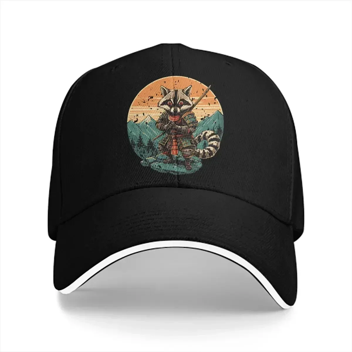 Summer Cap Sun Visor Racoon Samurai Sunset Hip Hop Caps Raccoon Lover Cowboy Hat Adjustable Peaked Hats
