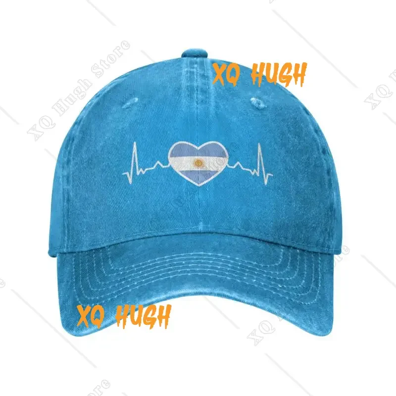 Custom Cotton Heartbeat Argentina Flag Baseball Cap Hip Hop Men Women's Adjustable Argentinian Proud Dad Hat Summer