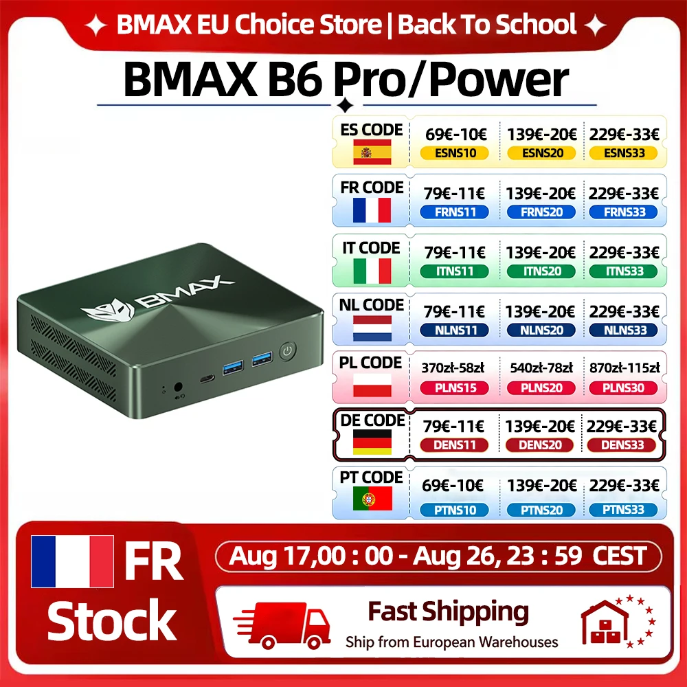 BMAX B6 Pro/Power Mini-PC Intel Core i5-1030NG7/i7-1060NG7 16GB RAM 512GB 1TB SSD WLAN Bluetooth 4K Windows 11