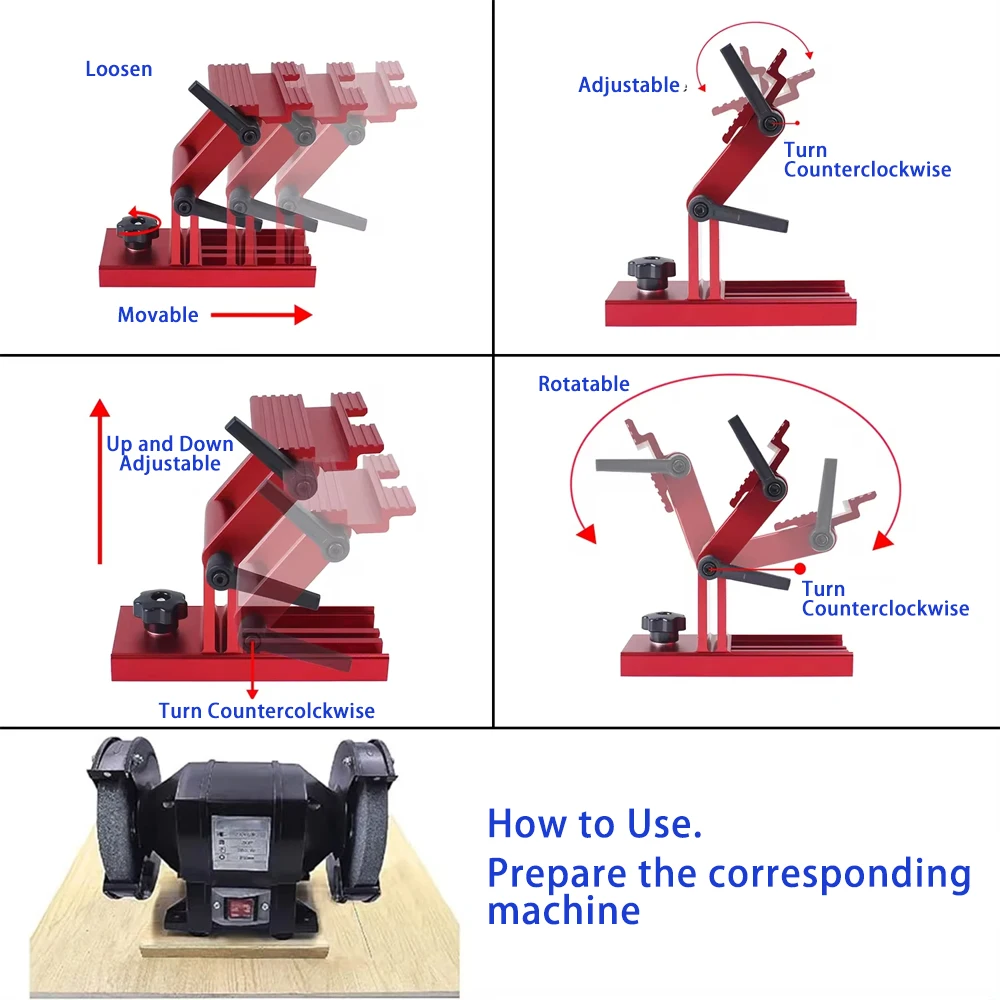 Regulowane narzędzie do ostrzenia Wanxiang Sharpener Rest Jig Rest Sharpening Jig do 6-calowych lub 8-calowych ręcznych szlifierek stołowych i szlifierek — zdjęcie 7