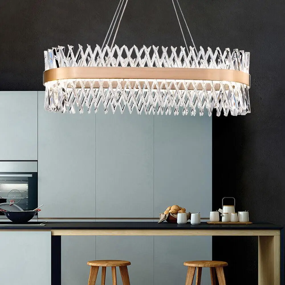 Modern Crystal Chandelier LED Kitchen Dining Room Pendant Lamp Ceiling Light