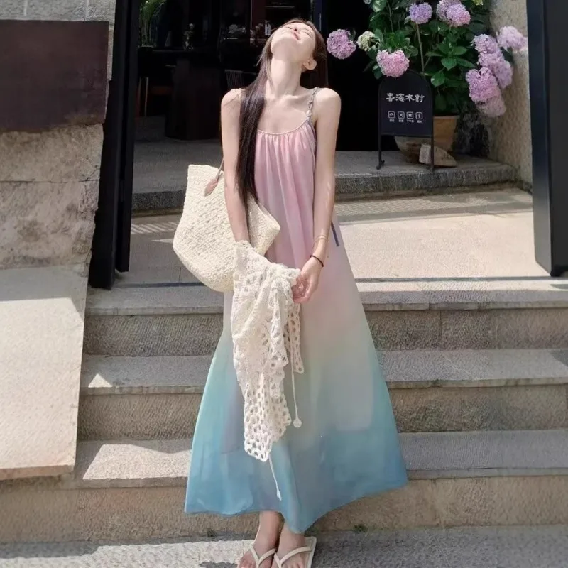 The Seaside Vacation Style Is Gradually Spreading New Chinese-style Loose Dopamine Long Dress Women's Summer Fashion Commuting