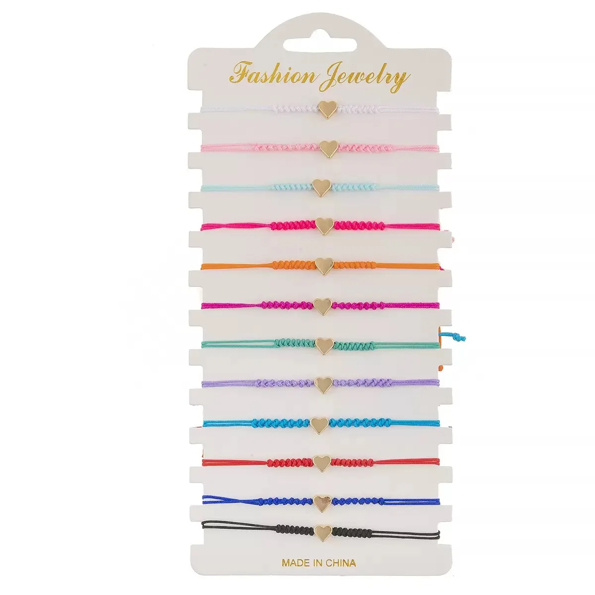 12pcs/card fashion simple gold-plated cross multi-color rope braided European and American adjustable bracelet