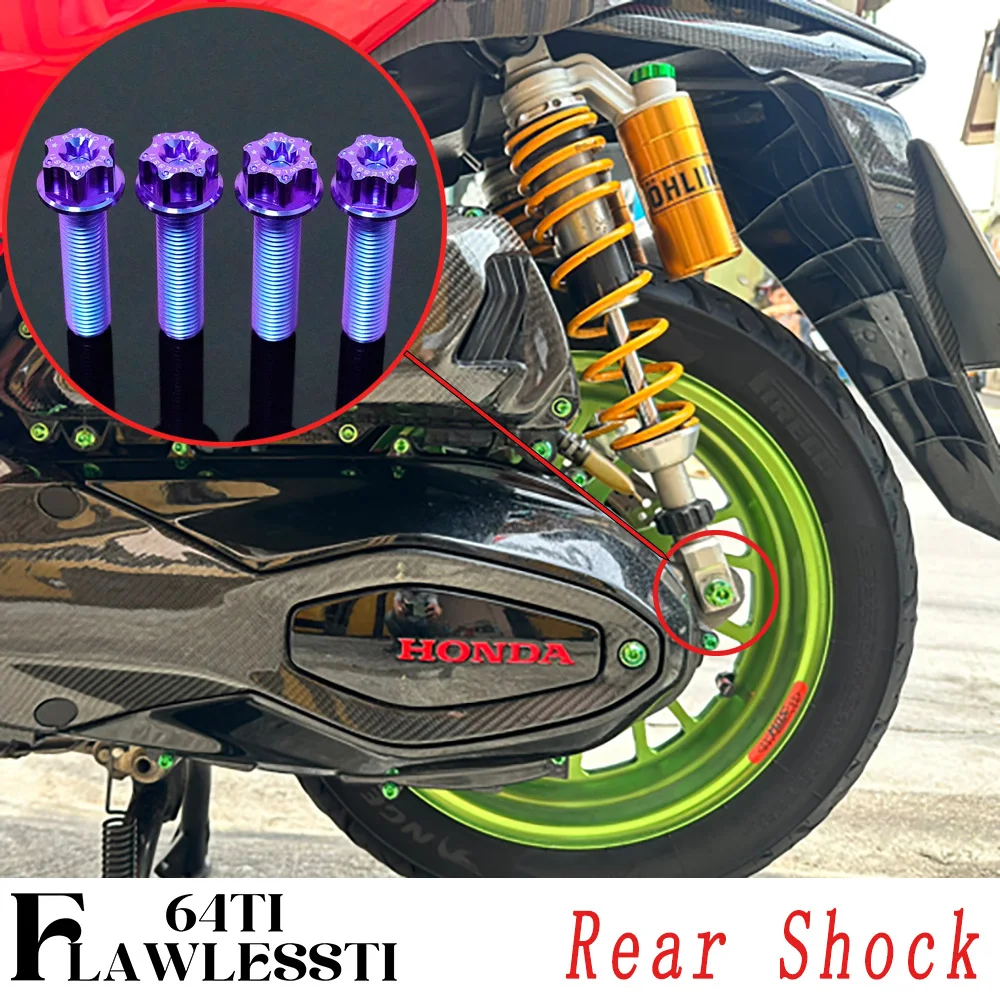 FLAWLESSTI Gr5 Titanium Bolt Lever Brake Pump Exhaust Pipe Cover Swingarm Rear Shock Bolt Rear Axle Nut For Honda Forza 350