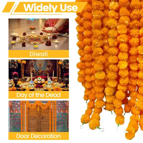 5-50 st ringblomsgirland dekoration Diwali indisk bröllopsdekoration de dödas dag mexikansk fest konstgjorda ringblommor 10 best sales Mexikansk dekoration - №4
