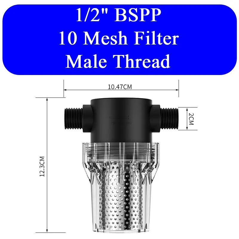 1/2" 3/4" 1" BSPP mannelijke schroefdraad, inbouwzeef voor water, 10-200 mesh, roestvrijstalen voorfilter voor waterpomp, hogedrukreiniger.