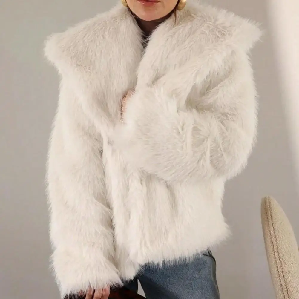 

Women Faux Fur Jacket Faux Fur Women's Jacket with Turn-down Collar Cozy Outerwear for Wear Long Sleeve Celebrity for Outdoor