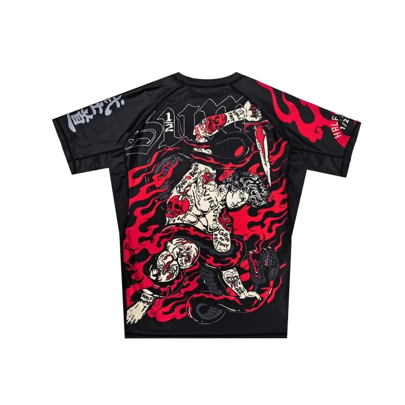 2026 Summer Jiu-Jitsu Anti-Abrasion T-Shirt, Y2K Print Training Quick-Drying Tight-Fitting Short-Sleeve Men's Training Tops