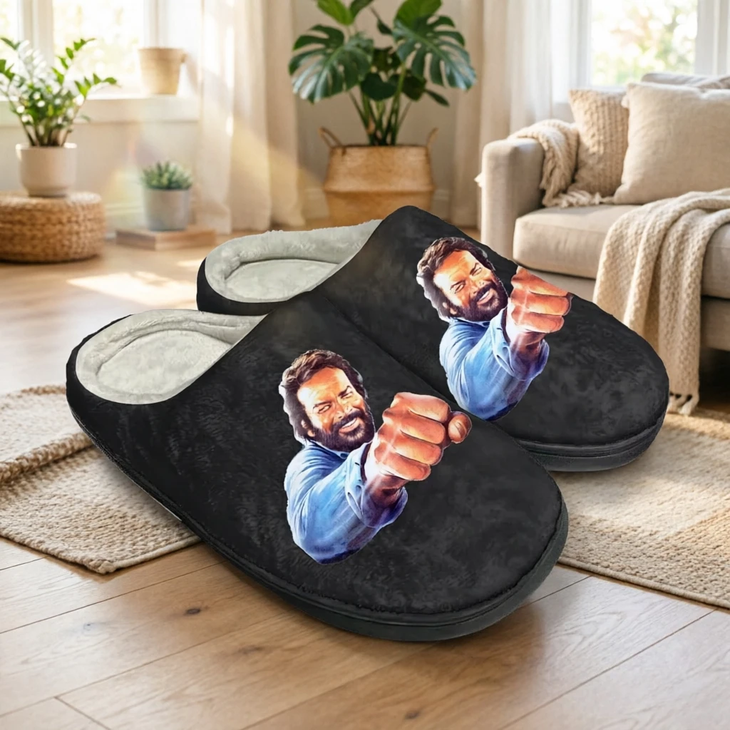 

Bud Spencer Custom Indoor Slippers, Classic Movie Star Print, Soft Cozy House Shoes, Unisex Warm Home Leisure Footwear