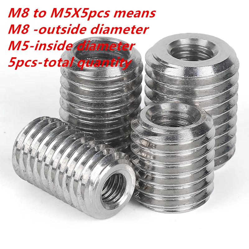 M6/M8M10-M20stainless steel 304 inside outside thread Adapter screw wire thread insert sleeve Conversion Nut Coupler Convey 1216