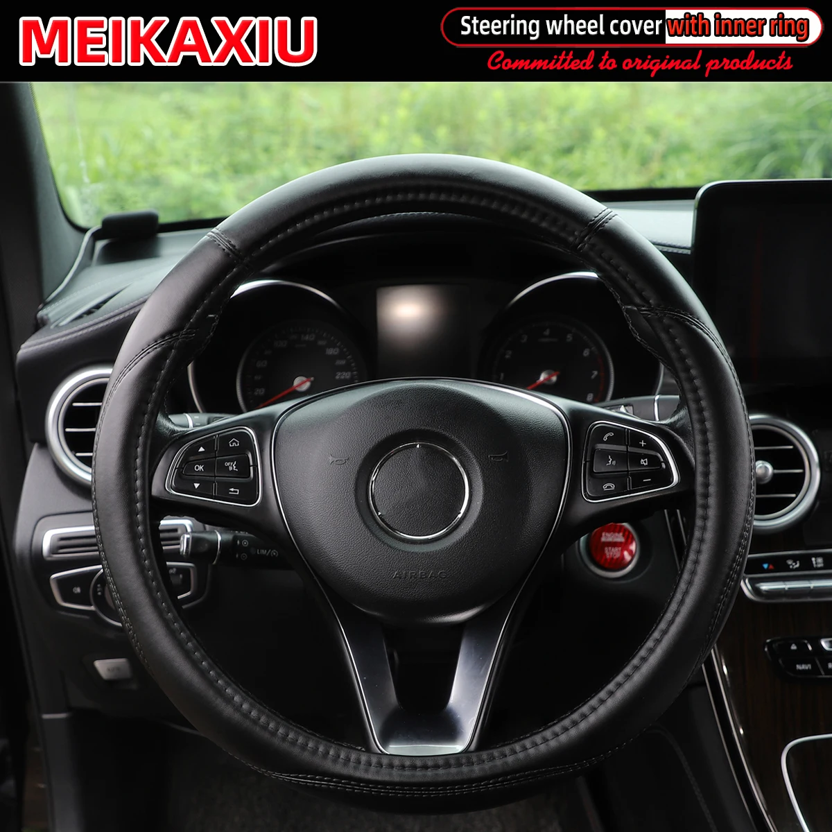 

Universal Fit Foldable PU Soft Leather Steering Wheel Cover Color-Matched Inner Ring for Cars 36cm to 38cm Diameter