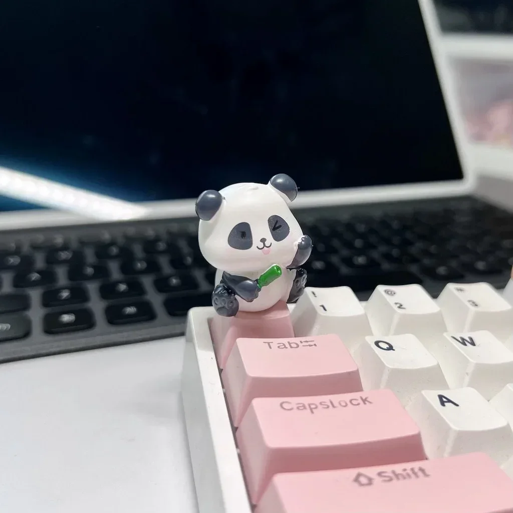 Cute Resin Keycap Handmade Custom Panda HuaHua Artisan Key Caps 1U Cross Axis Chinese Panda  Keycap for Mechanical Keyboard Gift