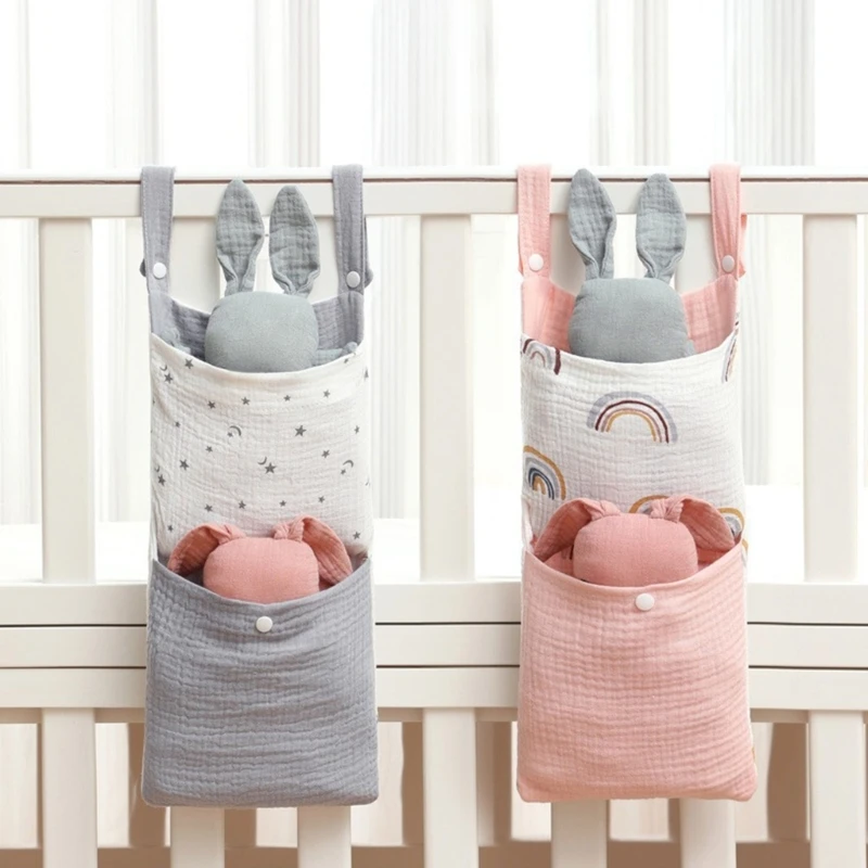 Baby Bed Diaper Bag with Two Pockets Lovely Printed Infants Bed Hanging