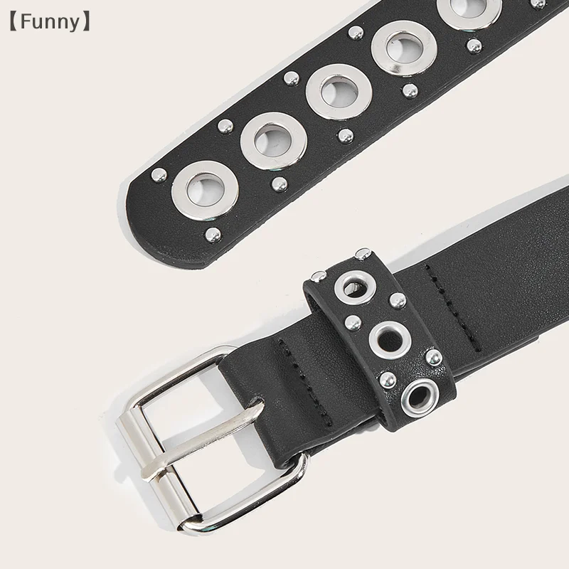 [مضحك] حزام نسائي عصري برشام حزام رفيع شخصية إبرة مشبك حزام الشارع الاتجاه الشرير الهيب هوب نمط الحزام