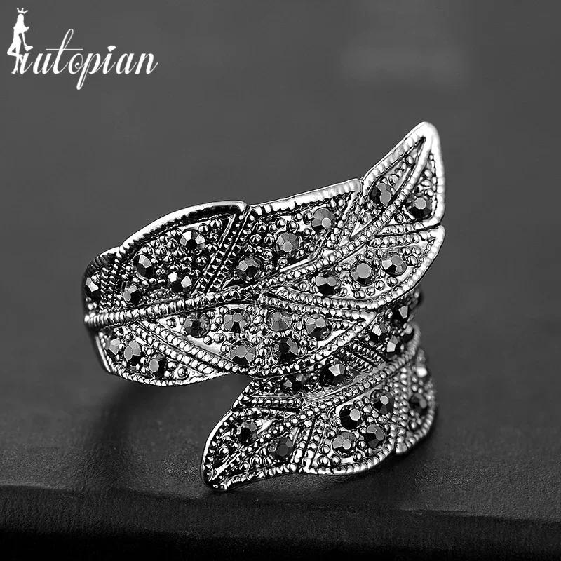 Iutopian Brand Vintage Retro Bohemia Leaf Ring Anels For Women size18 #N2215