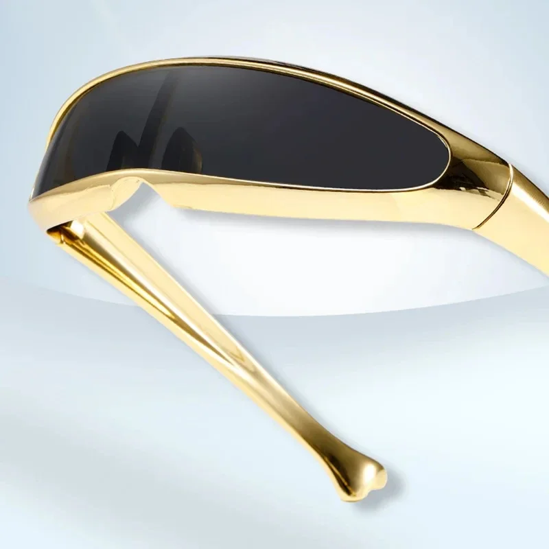 Gafas de sol futuristas de una sola pieza, gafas de sol galvanizadas personalizadas para mujeres y hombres, gafas Steampunk Y2K 2025, gafas de fiesta Rave UV400