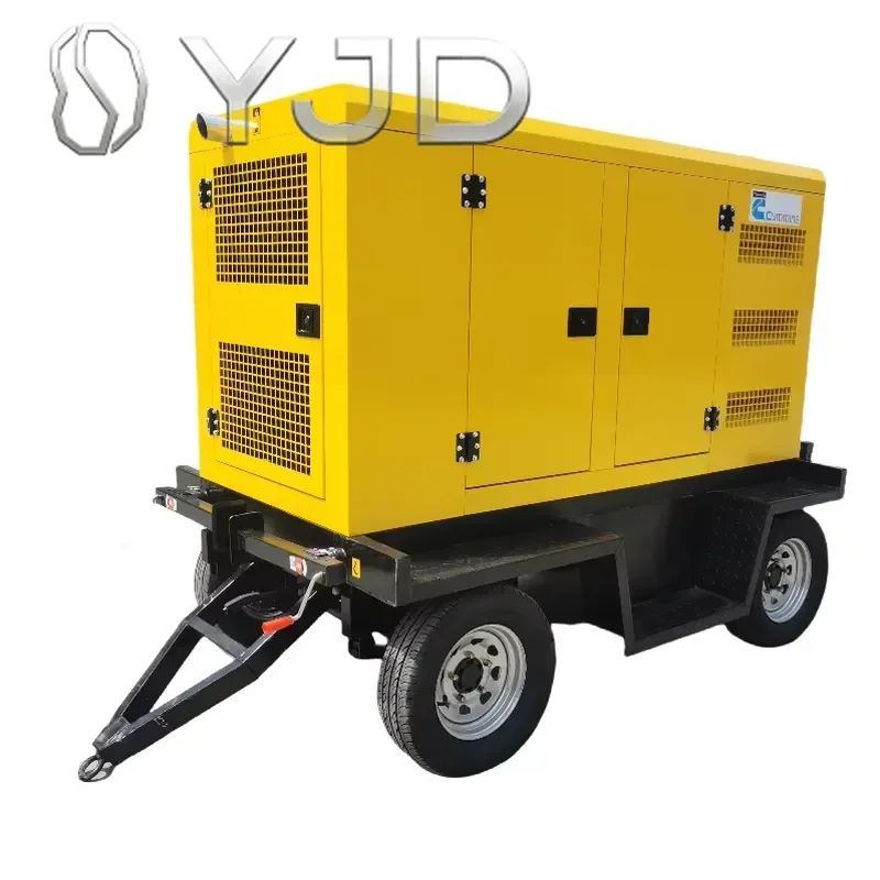 YJD Portable 3-Phase 150KW Silent Diesel Generator Set with Four-Wheel Trailer ATS 1800 RPM for Engine
