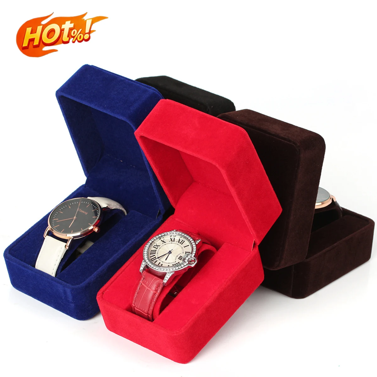 Modische Flanell-Uhrenverpackung, Geschenkboxen, Etui, Display-Halter, Armband, Schmuckaufbewahrung, Organizer für Damen und Herren, Großhandel