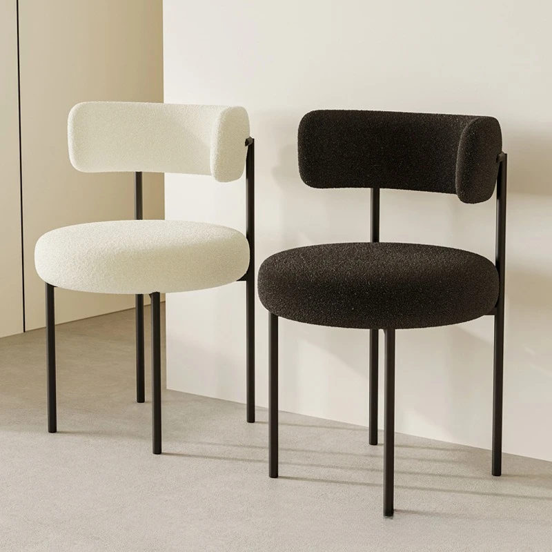 

Обеденный стул, современный простой домашний стул для отдыха из овечьего флиса, креативный дизайнерский стул со спинкой