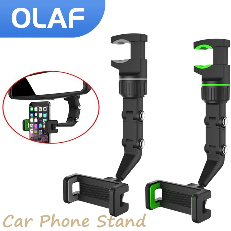 OLAF 360 Degree Rotatable Car Phone Holder Rearview Mirror Hanging Moblie Phone Support in Car Multifunctional GPS Stand