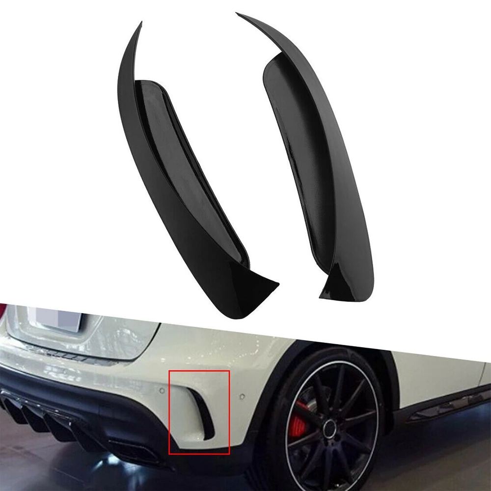 Pair Rear Bumper Vent Cover Flaps Splitter Trim Glossy Black for Mercedes-Benz GLA 200 250 X156 GLA45 AMG 2013-2018