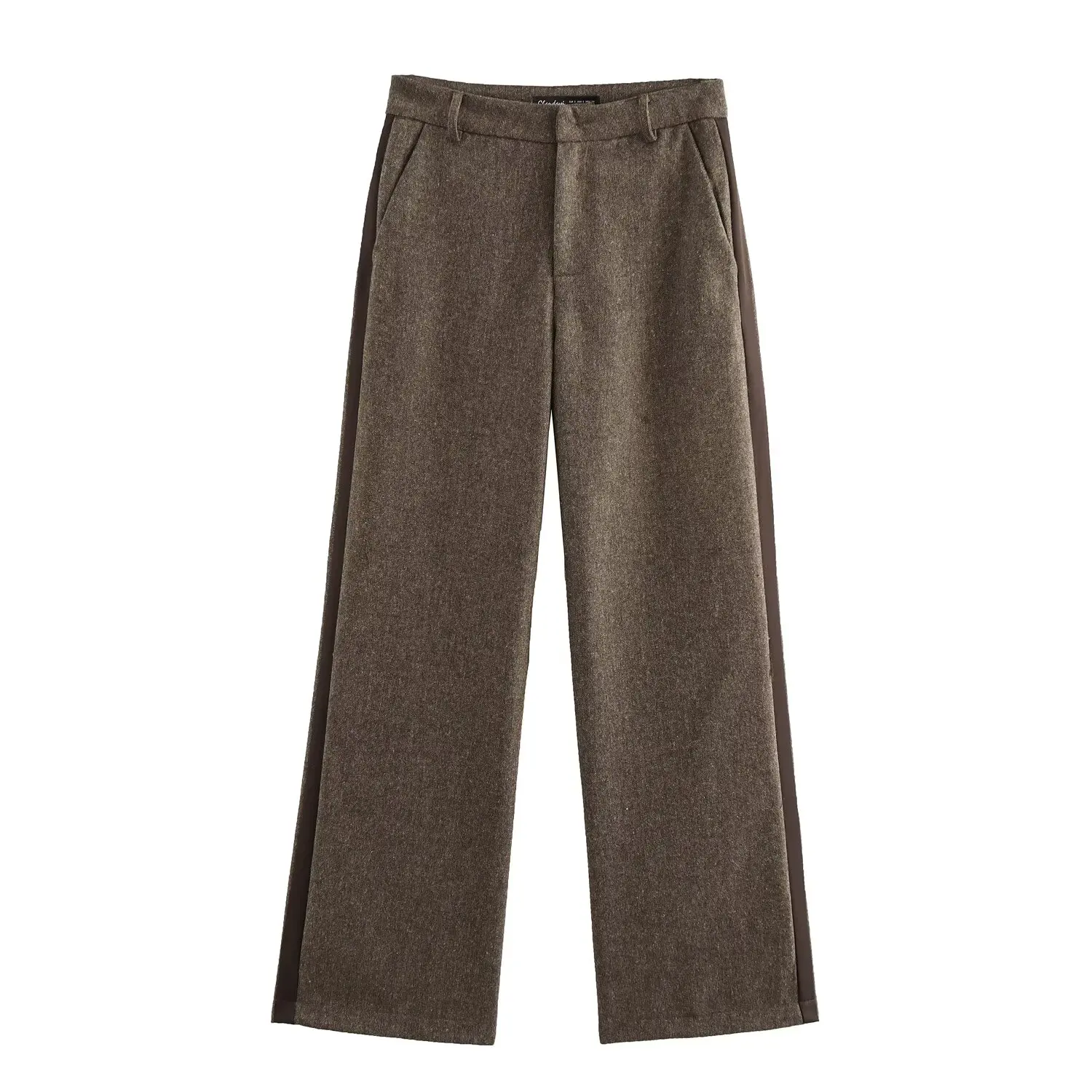 Tangada 2024 Autumn Winter Women Office Lady Elegant Tweed Pants Trousers Female Pants QD0181