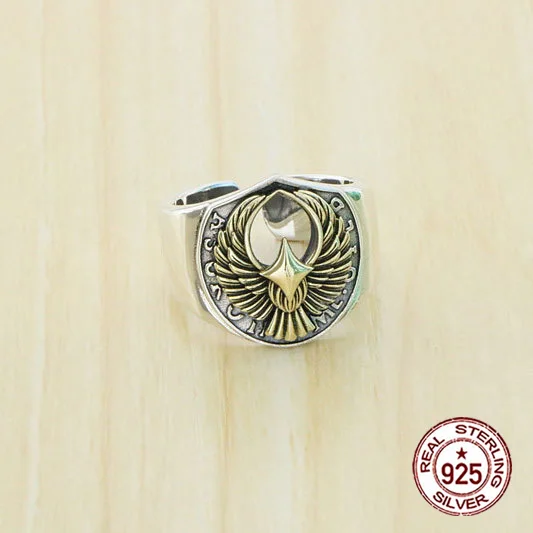 S925 Sterling Silver Ring Eagle Open Hip Hop Punk Personalized Vintage Ring Jewelry Wide Edition  Gifts for Lovers