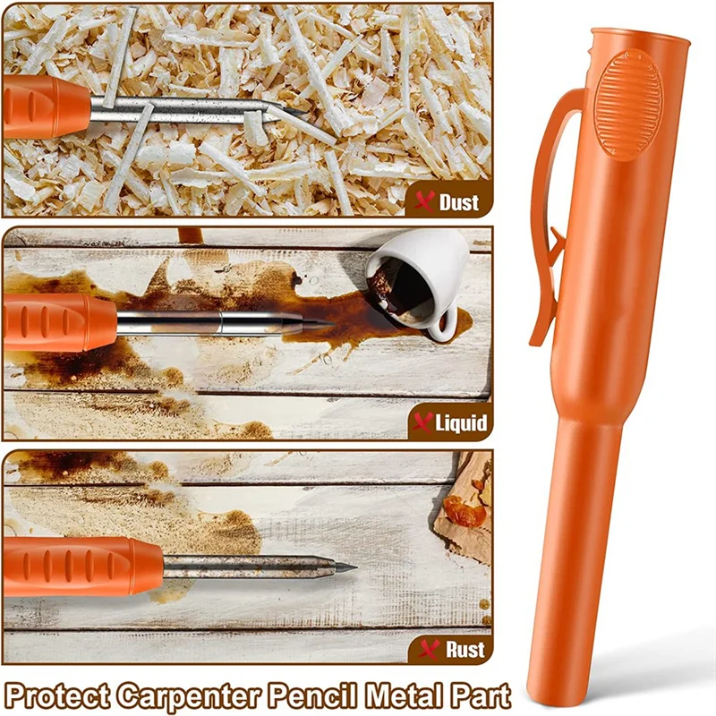 ABJY-2 Pack Solid Carpenter Pencils , Scribe Tool With Built-In Sharpener For Construction Woodworking Architect