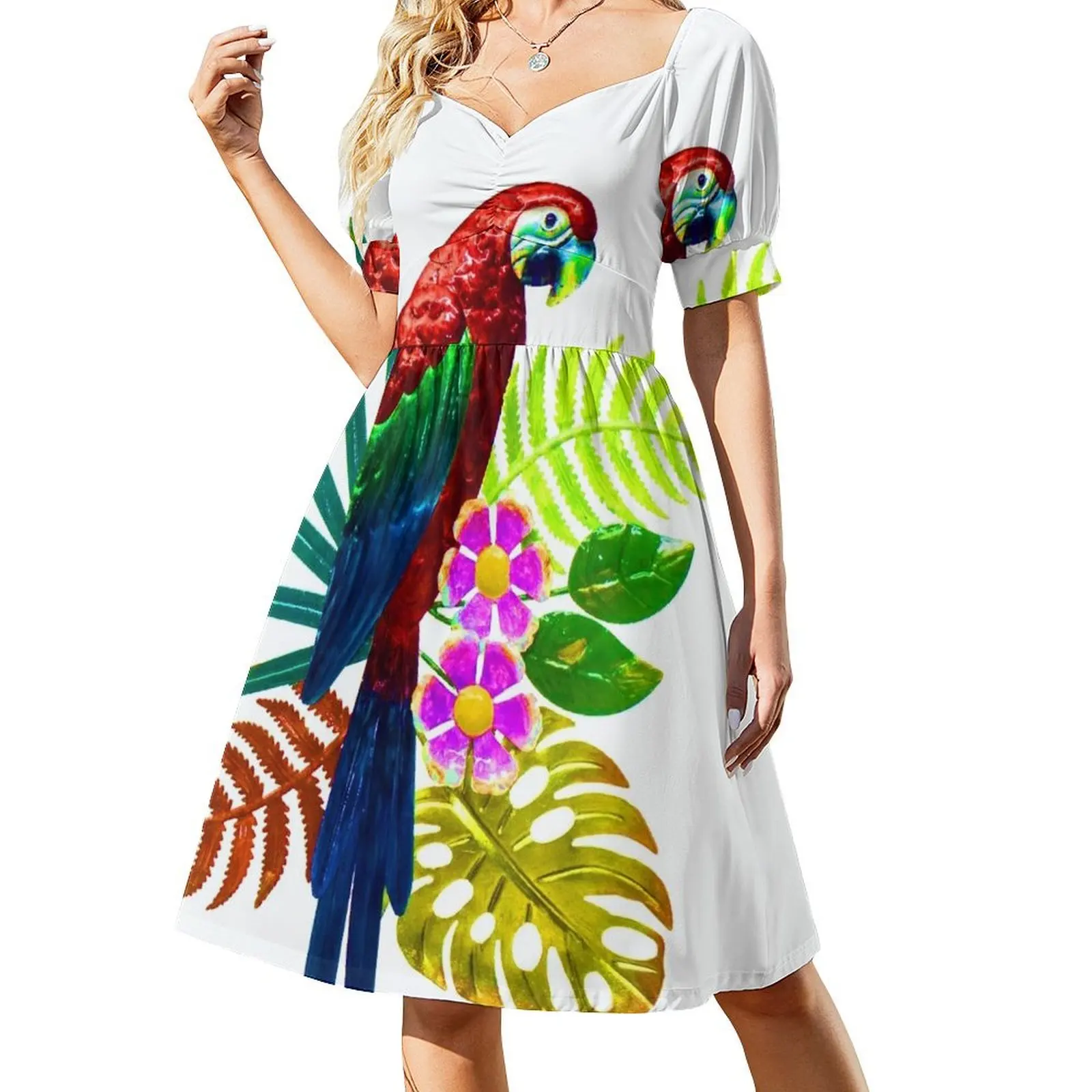 

Parrot Tropical Bird Full Color Short Sleeved Dress evening dresses luxury 2025 Woman clothing Dress