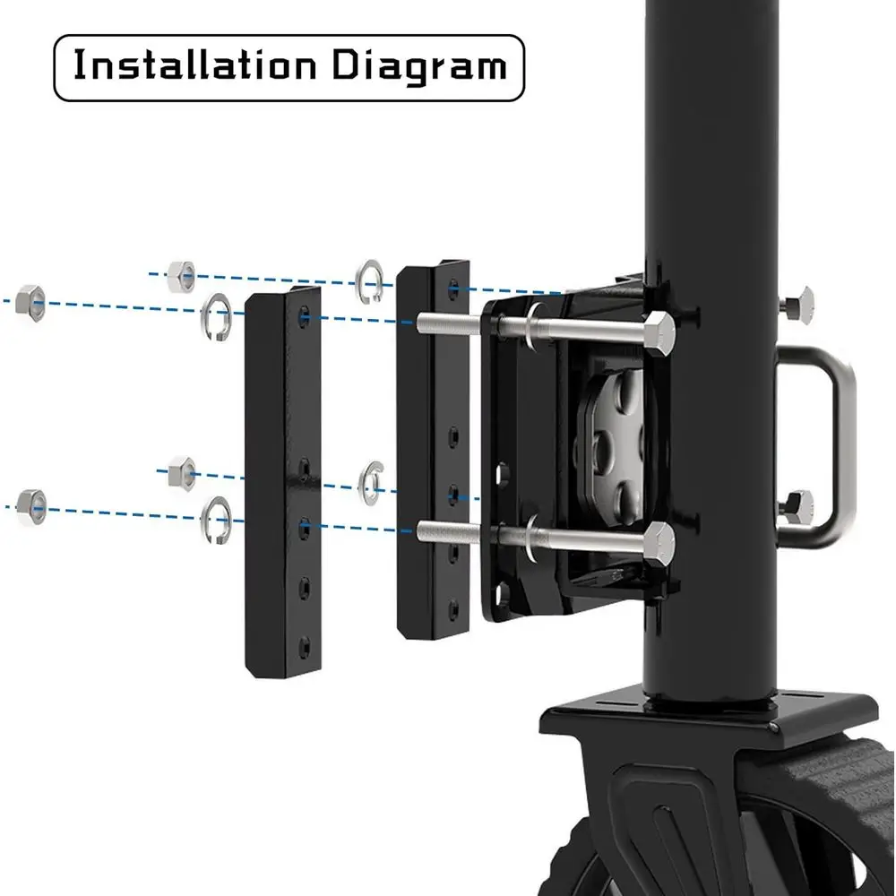 Gato para remolque con ruedas de 8 pulgadas, movimiento vertical de 13", 2000 libras, para vehículos recreativos, barcos, remolques y más, negro