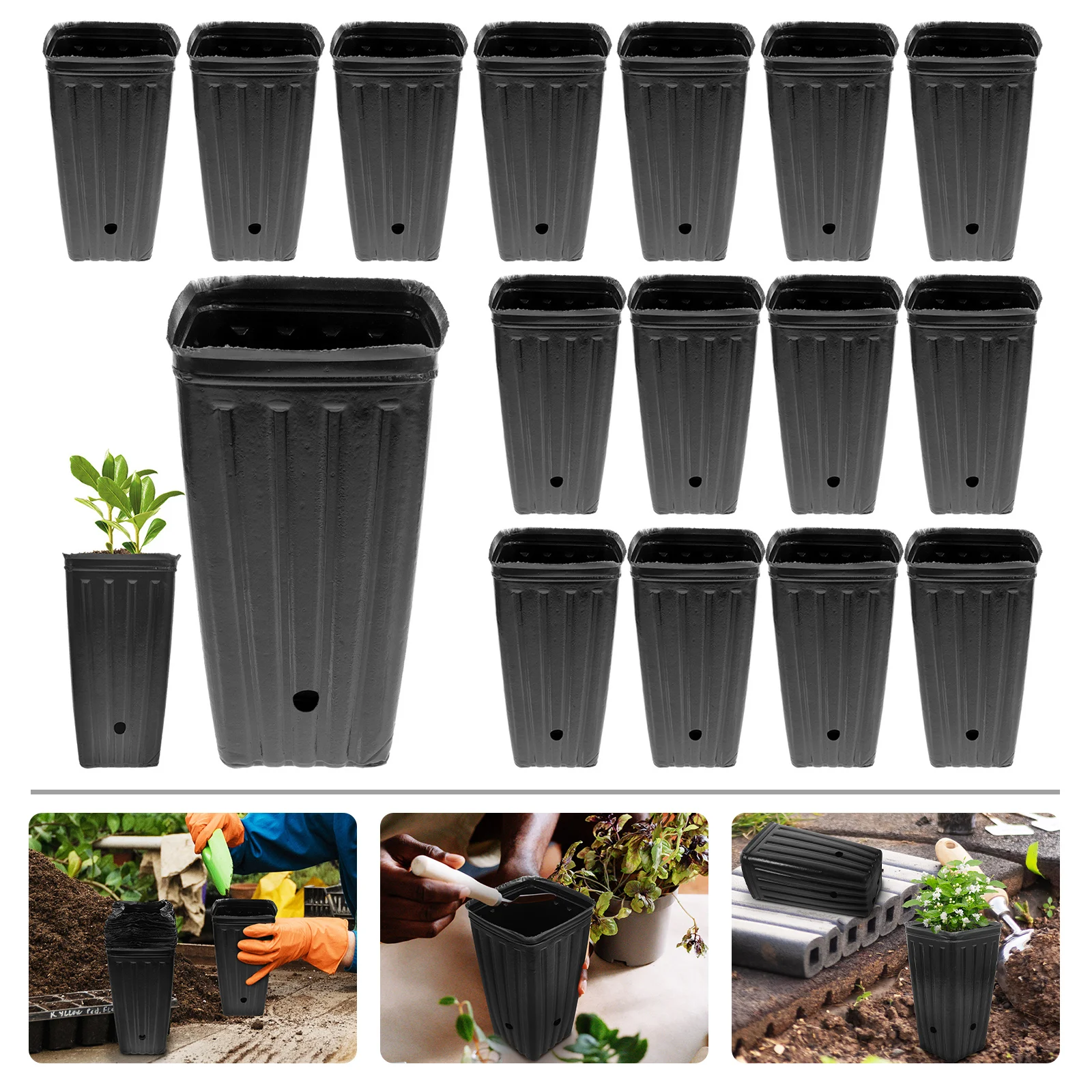 Maceta de plántulas alta de 30 Uds., macetas de uso múltiple, contenedor de plantación con agujeros, taza de jardín, flores de interior y exterior Pp
