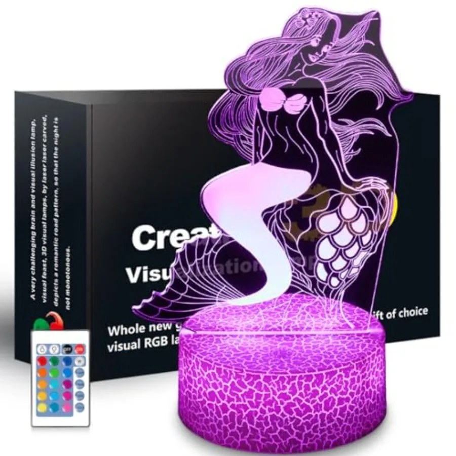 Night Light Gifts for Girls, 3D Illusion 16 Color Change Decor Bedside Lamp with Remote and Smart Touch, Gifts for Christmas Bi