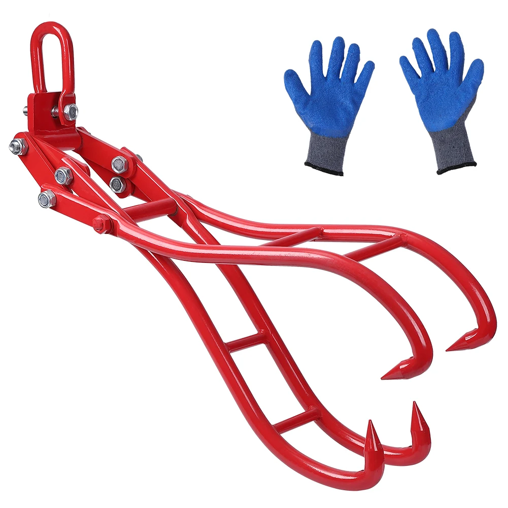 Pinzas de elevación de troncos de 28 "con 1 par de guantes de alta resistencia, 4 garras, garra de madera fellada, gancho de registro