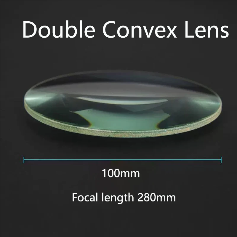 1pc Large Diameter 100mm Double Convex Lens Focal Length 280mm Optical Glass Magnifying Glass Biconvex Lens