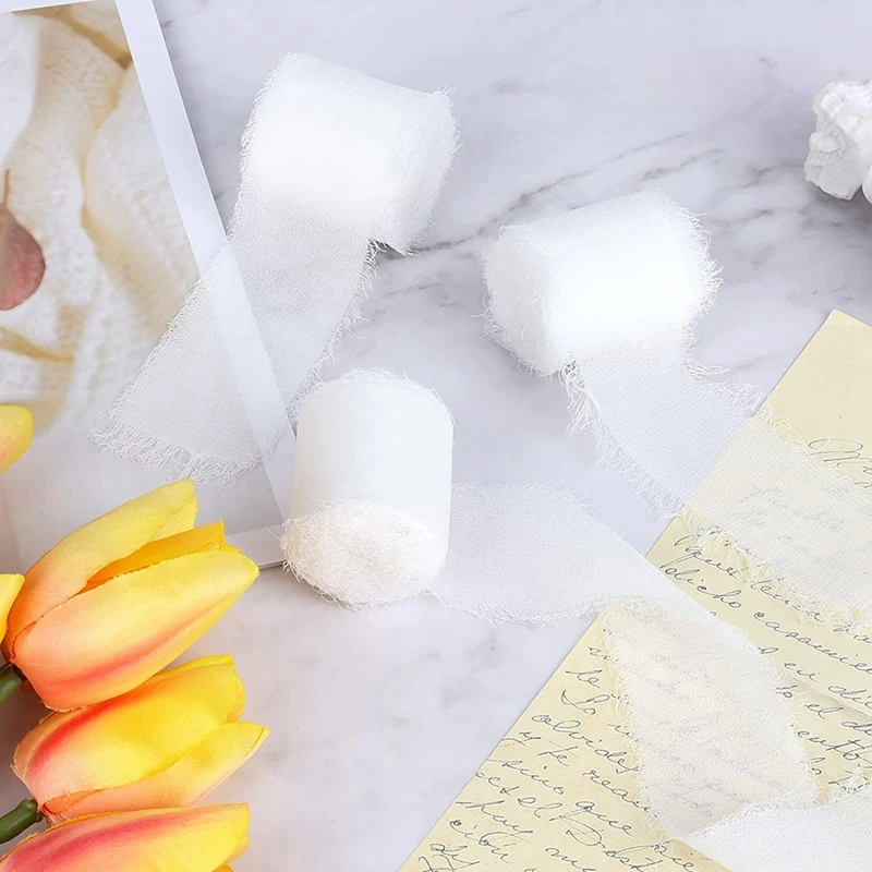 6PCS 4Cmx5m Gift Ribbon Wedding Festival Ribbons Women Chiffon Ribbon Decorative Ribbon For DIY Crafts