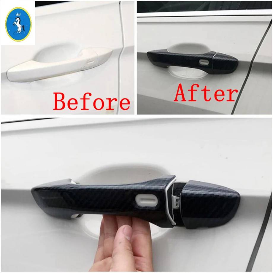 Car Door Pull Doorknob Handle Catch Cap Decor Cover Trim For VW Tiguan 2016 - 2023 MK2 Chrome / Carbon Fiber Look Accessories