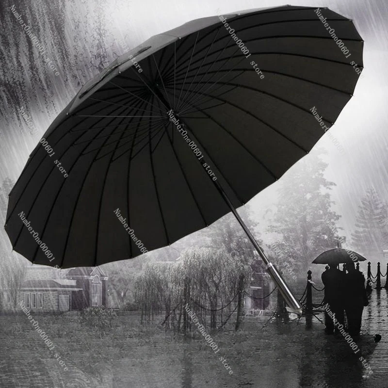 24 bone umbrella fully automatic large reinforced storm resistant factory straight pole long handle umbrella