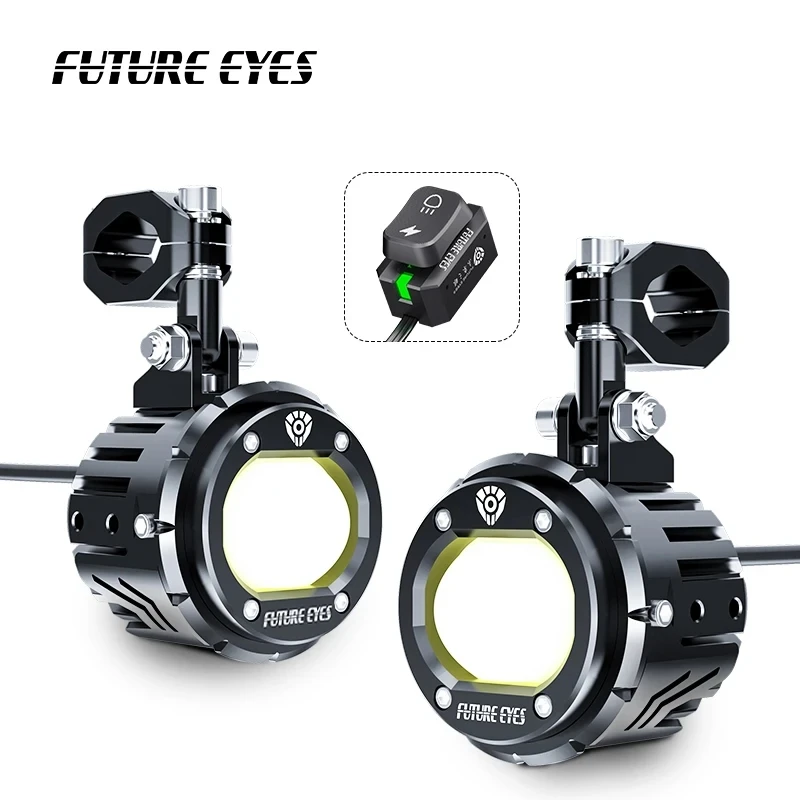 Future Eyes F20-P Motorcycle Spotlight Fog Light Spotlight Auxiliary Light Wired Backlight Switch Fill Lamp LED Auxiliary Lights