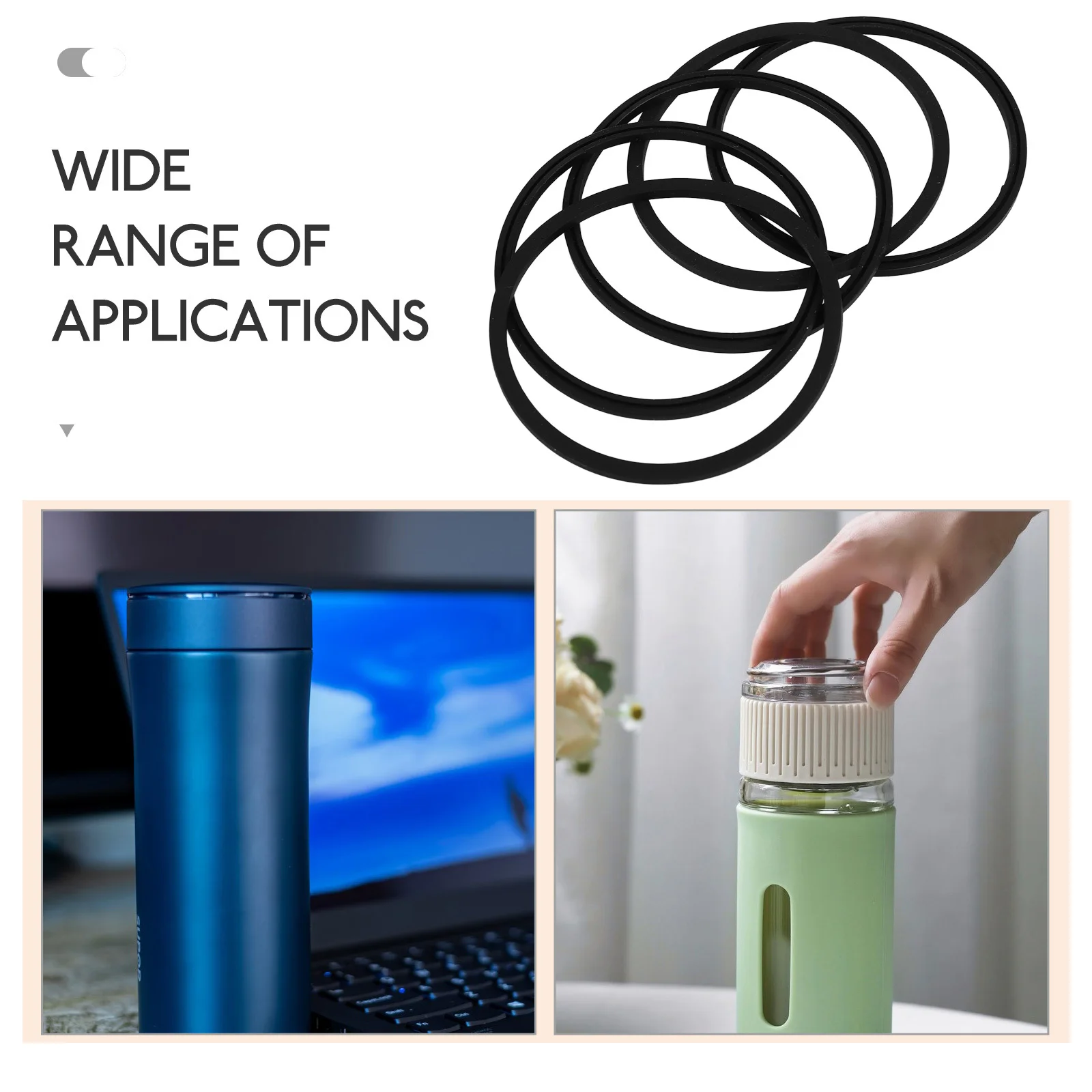 

6Pcs Silicone Bottle Lid Sealing Rings Elastic Gasket Leak Proof Insulated Container Seal Tool Tumbler Gasket Lid Seals