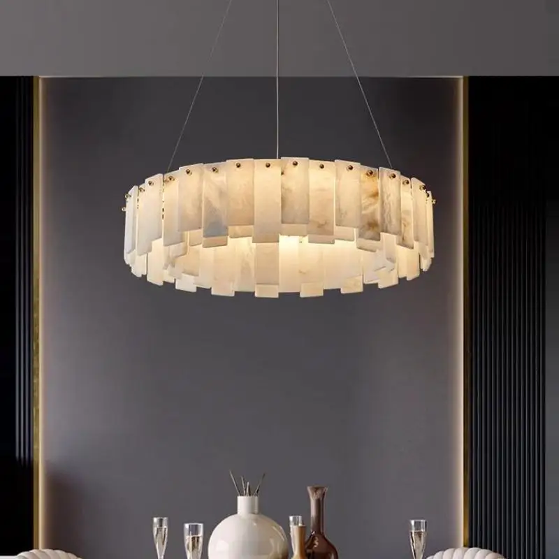 

American Luxury Marble Design Dimmable Led Chandelier Lighting Lustre Suspension Luminaire Lampen Hanging Lamps For Dinning Room