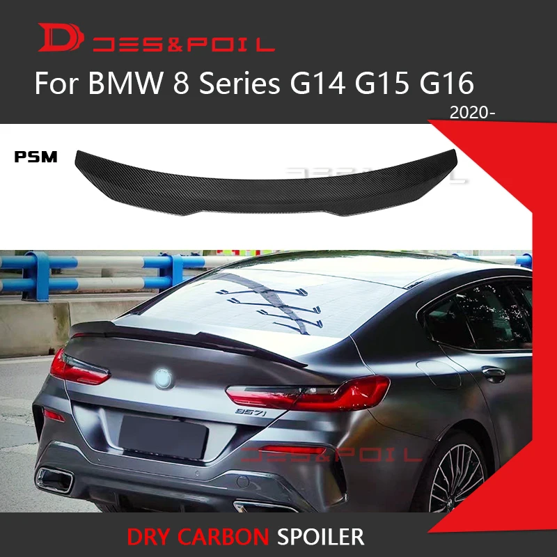 For BMW 8 Series Real Carbon Fiber Spoiler G14 G15 G16 Gran Coupe Cabrio Wing Rear Trunk Bootlid Lip Deck 840i XDrive 2019-2023