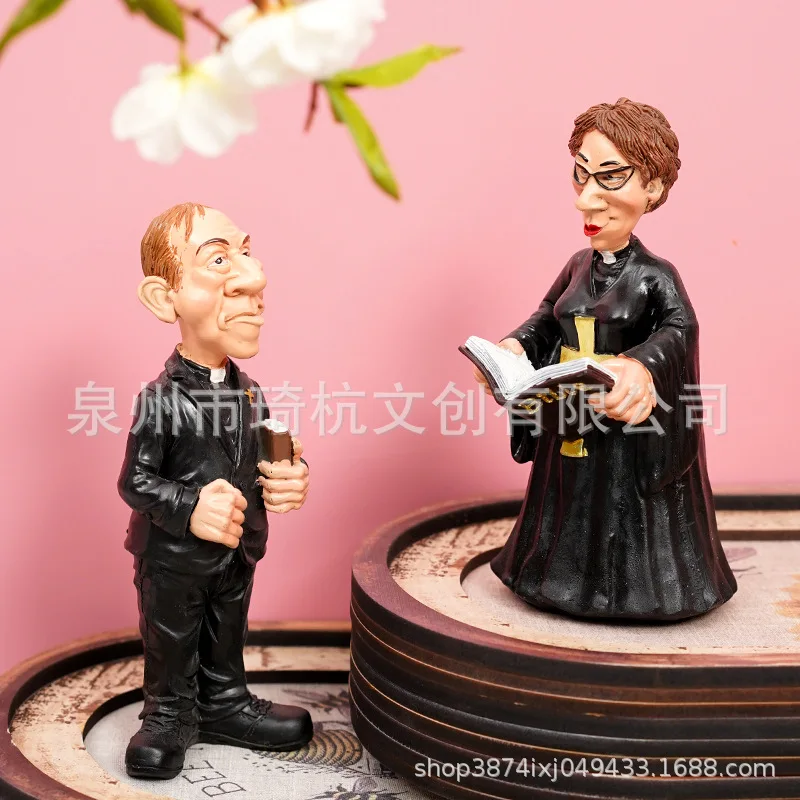 Popular Cross Border Church Pastor Figurine Creative Decor for Living Room Foyer Cabinet Study Office Decoration
