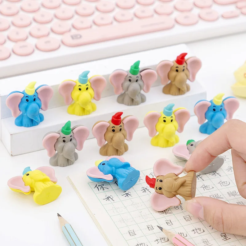 30PCS/batch Disney Stereoscopic Dumbo Eraser Creative Modeling Eraser Student Stationery Cute School Supplies Gift