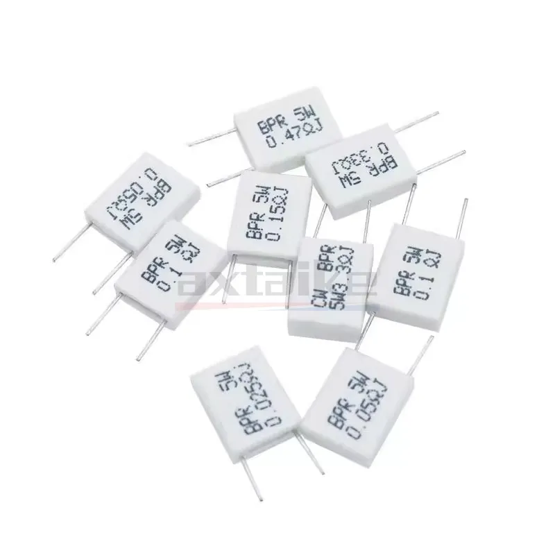 Résistance en ciment céramique non inductive, BPR, MPR, SLR, 5W, 0,01 R-0,5 R, 0,05 R, 0,1 R, 0,15 R, 0,22 R, 0,25 R, 0,33 R, 0,47 R, Ohm Ω, 5 pièces