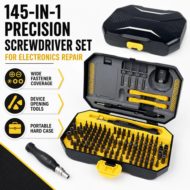 145-in-1 Precision Screwdriver Repair Tool Kit for Phone Laptop Tablet Computer Watch Camera Electronics and Game Console