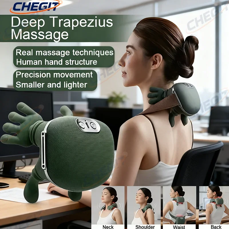 

4D Bionic Finger Neck Shoulder Massager Wireless Neck Cervical Trapezius Kneading Massage Shawl Brushless Motor Neck masajeador